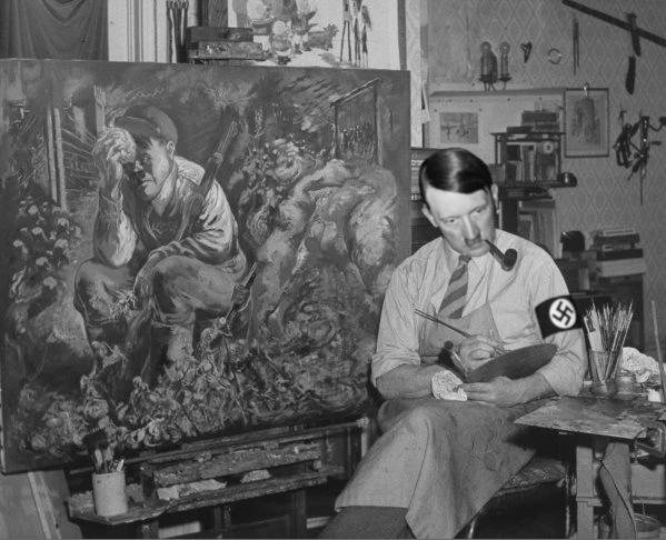Hitler quietly painting