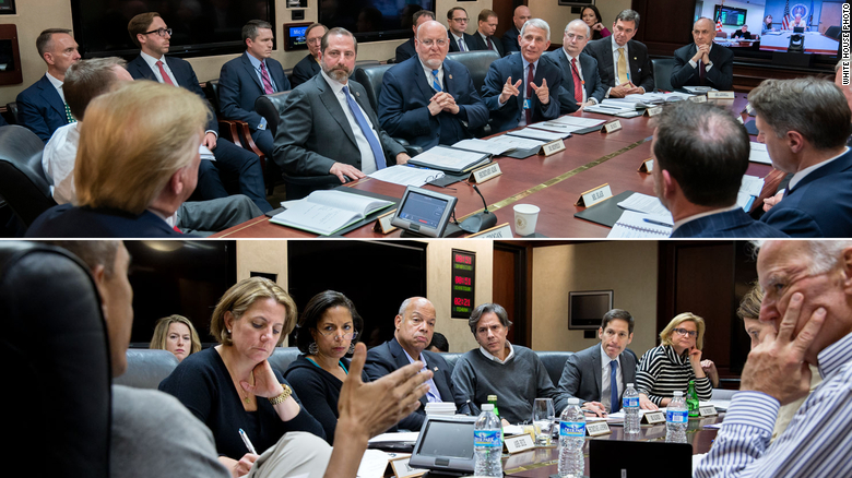 Photos Comparing Trump's Coronavirus Task for to Obama's Ebola Task Force