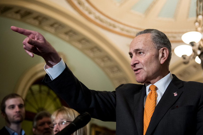 Chuck Schumer pointing his finger at finger-pointers.