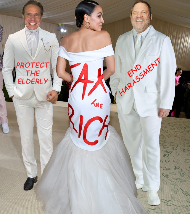 AOC Wearing a 'Tax The Rich' dress