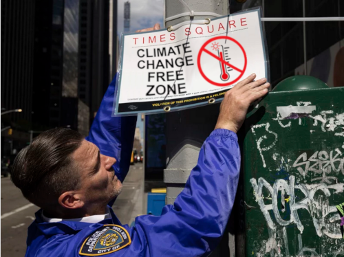 Official Posting 'Climate-Change Free Zone' sign