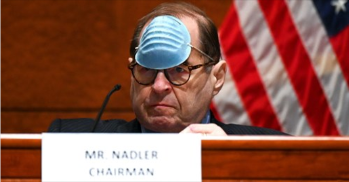 Jerrold Nadler with a mask on his forehead
