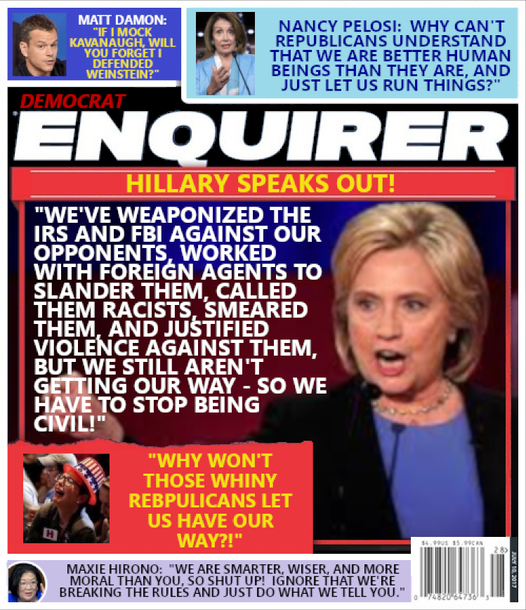 Magazine cover:  Hillarys Says Dems must Stop Being Civil
